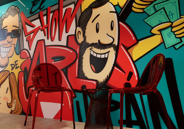 mural dibujado por el artista Poteleche